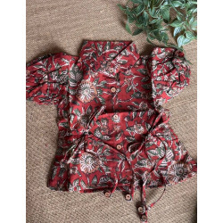 Rust Leafy Block Print Top - Girl