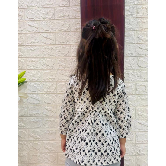 Handblock Cotton Floral Tunic Top – Girls Kurti Style Blouse