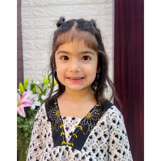 Handblock Cotton Floral Tunic Top – Girls Kurti Style Blouse