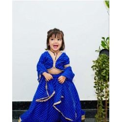 Bandhej Print Alia Style Lehenga Choli Set - Blue