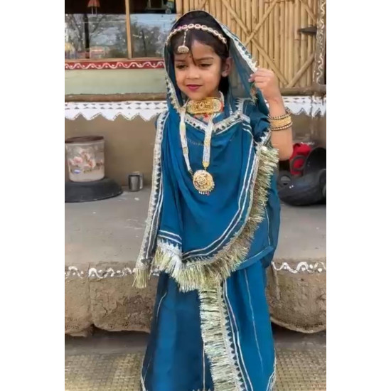 Royal Rajputi Princess Set for Girls – Blue Traditional Dress